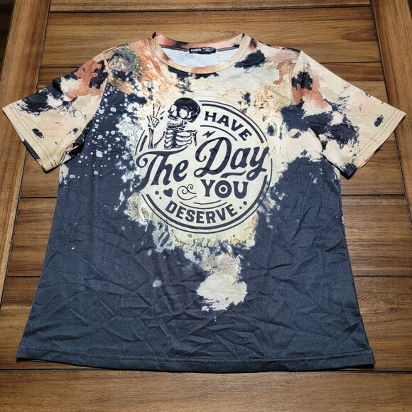 Shein Graphic SS Tee "Have The Day You Deserve" - Size Youth L (8/10) - Picture 2 of 5